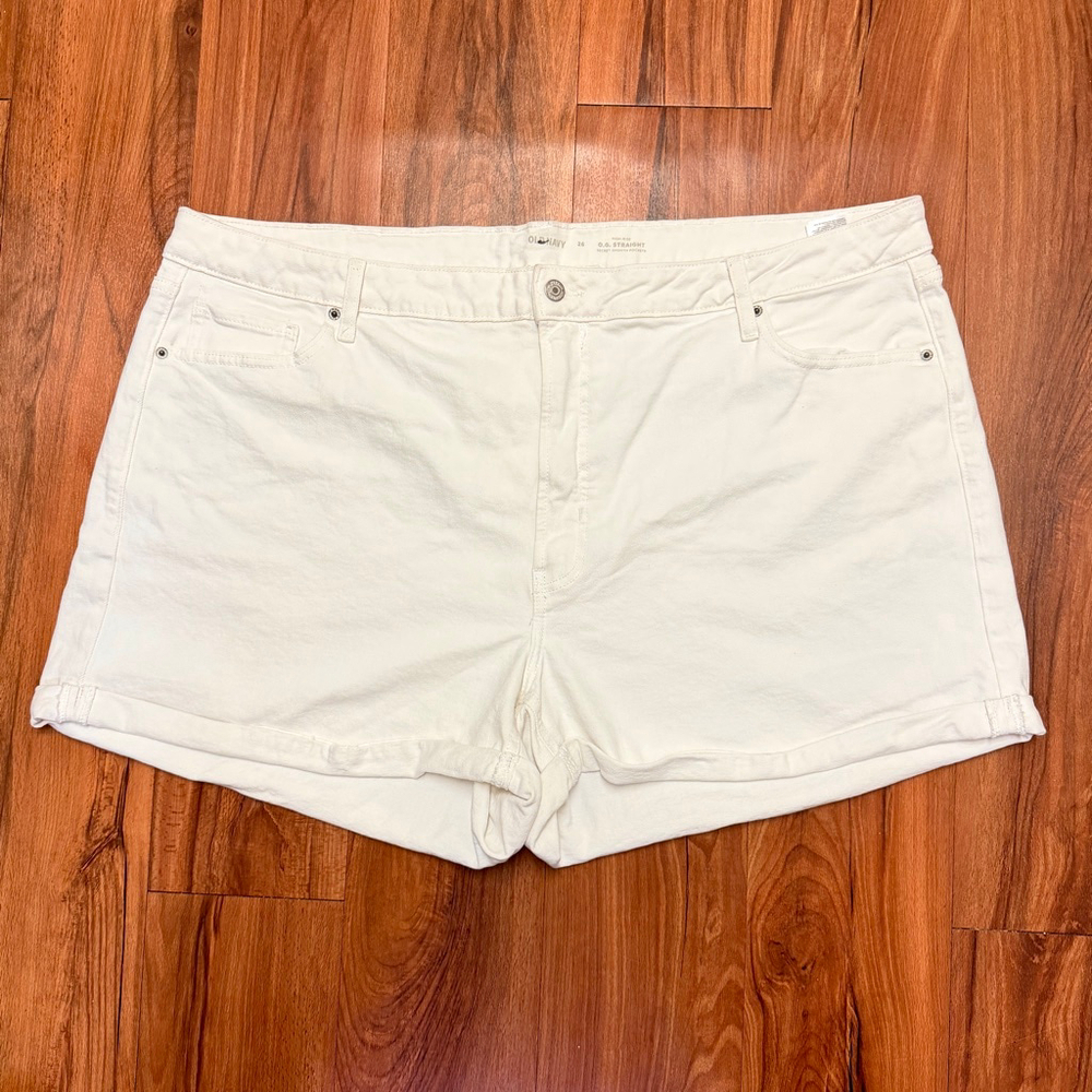 Old Navy Women's O.G. Straight High-Rise White Cut-Off Shorts 26W - ON03